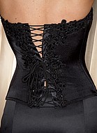Corset with applique and shirring